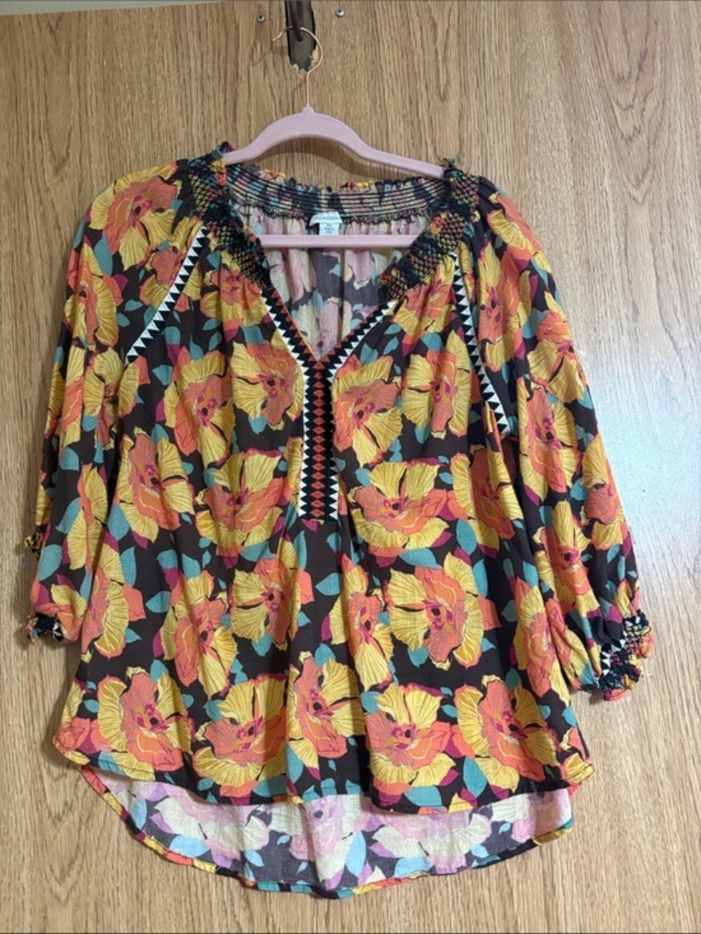 Sundance Floral Tunic Top - Yellow, Orange, Brown